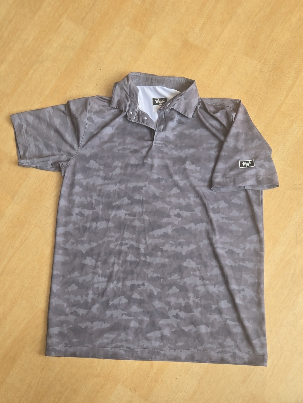 Waggle Boy’s Gray Fish Camo Polo Shirt